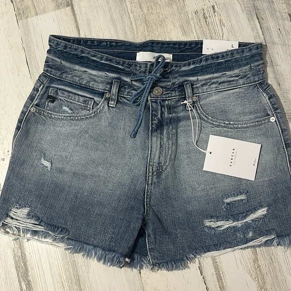 KanCan High Waist Denim Shorts - Blue - Picture 1 of 12